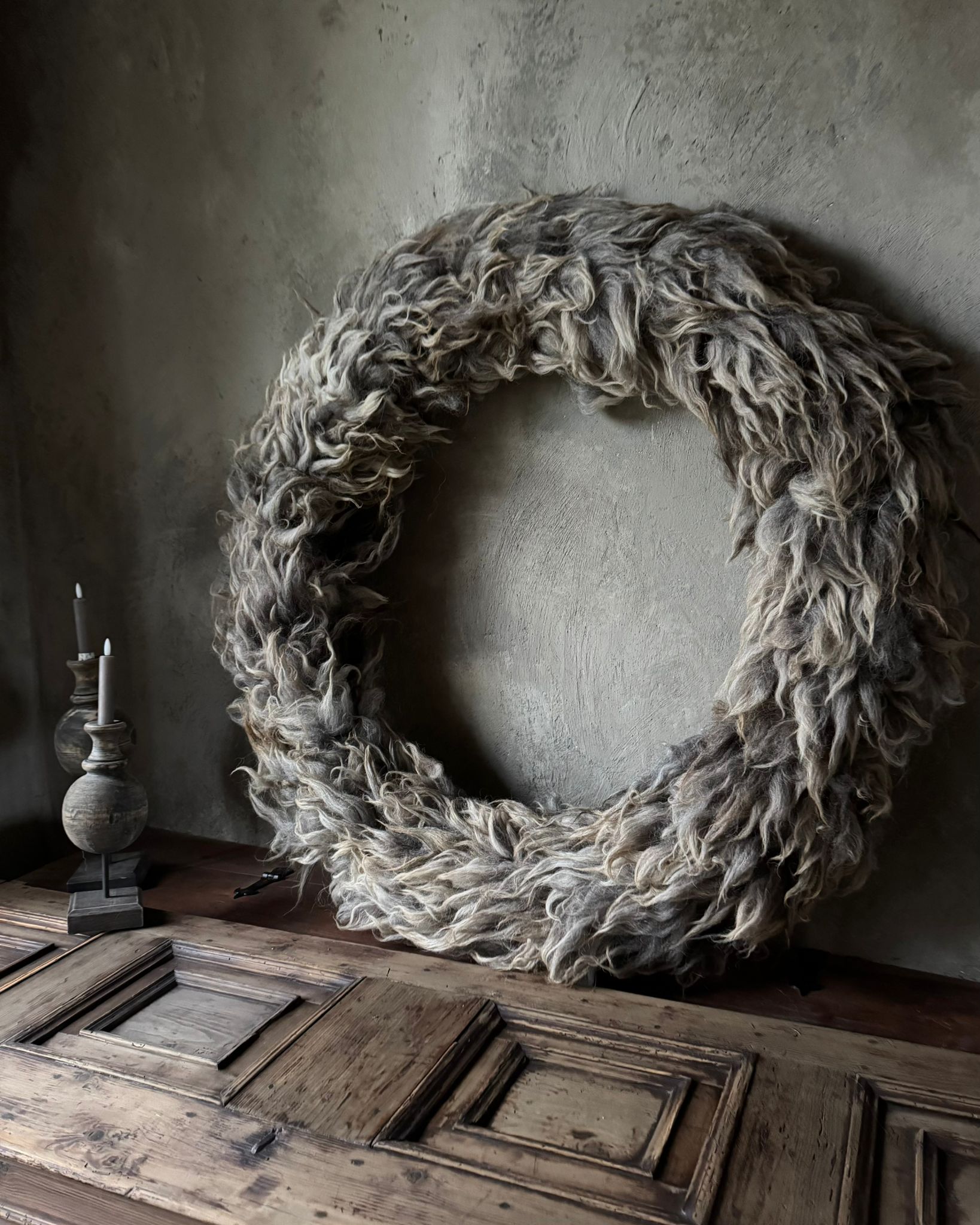 MEGA Krans 120 cm in prachtige grijstinten